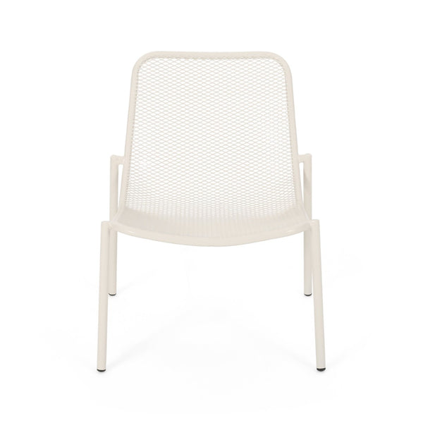 English Elm Kincaid Outdoor Iron Mesh Conversation Set Rust Resistant Patio Chairs with Side Table White N775P392159W