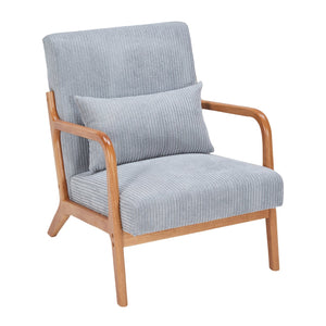 English Elm Mid-Century Upholstered Accent Chair Light Gray — Ergonomic Solid Wood Frame, Cozy Reading Pillow, Versatile Home Seating W2989P295270