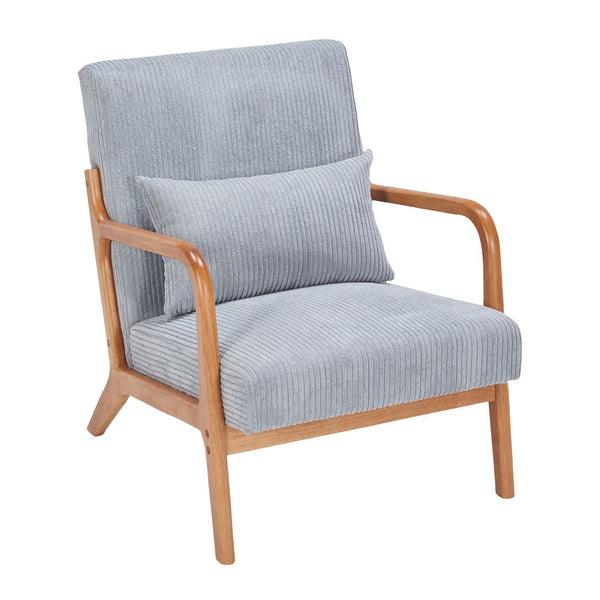 English Elm Mid-Century Upholstered Accent Chair Light Gray — Ergonomic Solid Wood Frame, Cozy Reading Pillow, Versatile Home Seating W2989P295270