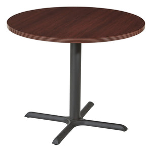 OSP Home Furnishings Napa Round Dining Table Seats Four Compact Bistro Style for Kitchen or Small Space Mahogany NAPMAH-33