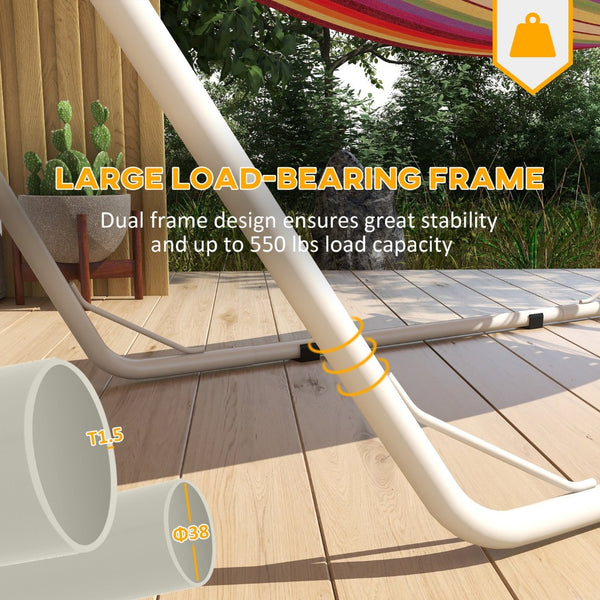 English Elm Outsunny Portable Hammock Stand For 2, Adjustable Steel Frame, 550 Lbs Capacity, Easy Setup, White W2225P174054-GIGA