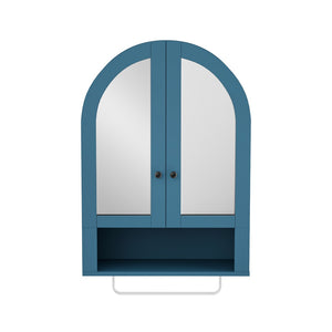 English Elm Wall Mounted Arched Cabinet Tempered Glass Doors Led Lighting Adjustable Shelves Bathroom Turquoise T3210P471558