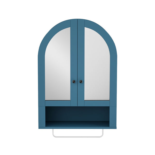English Elm Wall Mounted Arched Cabinet Tempered Glass Doors Led Lighting Adjustable Shelves Bathroom Turquoise T3210P471558