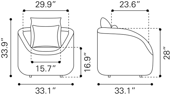 Coral Reef Accent Chair Gray 704025 Zuo Modern