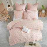 Urban Habitat Brooklyn Shabby Chic Cotton Jacquard Comforter Set with Euro Shams and Throw Pillows UH10-0205 Pink