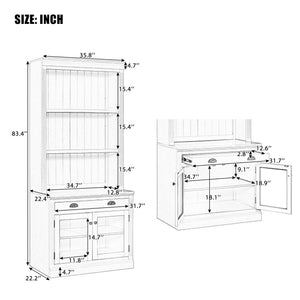 English Elm 83.4"Tall Modern Bookshelf Suite With Led Lighting - Stylish 2-Piece Storage For Home & Office Decor N751S059520K