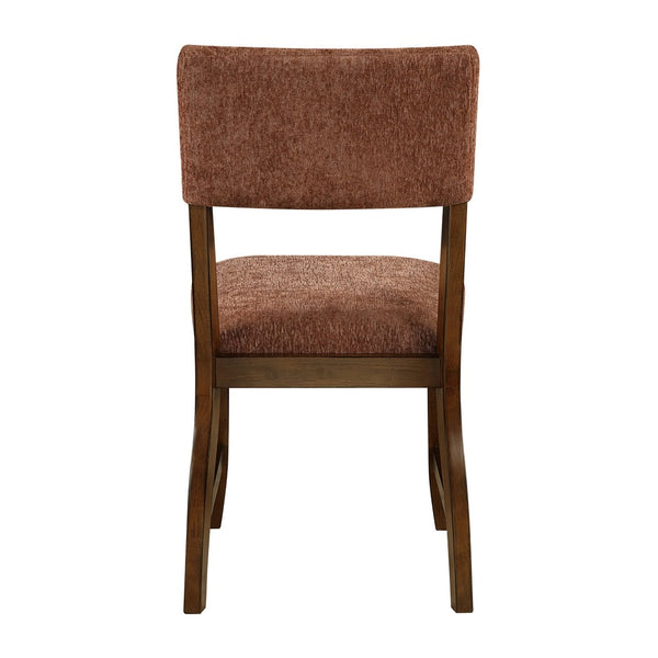 English Elm Contemporary High Back Chenille Dining Chairs Solid Wood Frame Upholstered Set Brown,Rust B011P439068