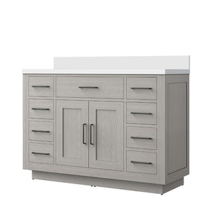 English Elm White Oak 48" Single Bath Vanity With White Quartz Top - Elegant Storage, Soft-Close Doors & Drawers B2731P257719-GIGA