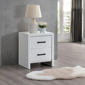English Elm Morris 2-Drawer Nightstand with V-Shape Embossed Fronts, Dovetailed Drawers & Removable Handles White 27.8 L x 22.13 W x 18.9 H B078P408785