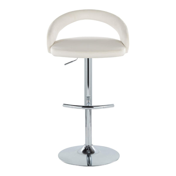 English Elm Adjustable Velvet Swivel Barstools with Chrome Base for Kitchen or Home Bar Set of 2 B202S01994