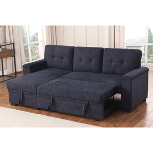 English Elm Woven Fabric Reversible Sleeper Sectional Sofa With Storage Chaise For Compact Living Spaces B016S00045-GIGA