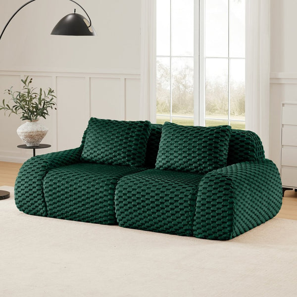 English Elm 82" Modular Sectional Sofa Flannelette Upholstery Deep Seat No Assembly Living Room Green W714P377092