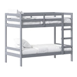 Simple Solid Wood Twin Over Twin Bunk Bed Grey SOPB3HGY Walker Edison