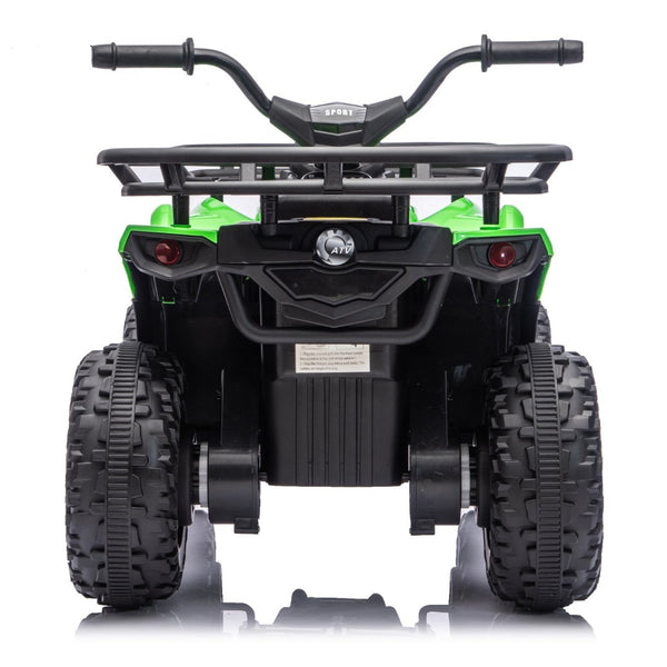 English Elm 24v Dual Motor Kids Atv Ride on with Led Lights Bluetooth Storage Racks Off Road Green W1578P390451