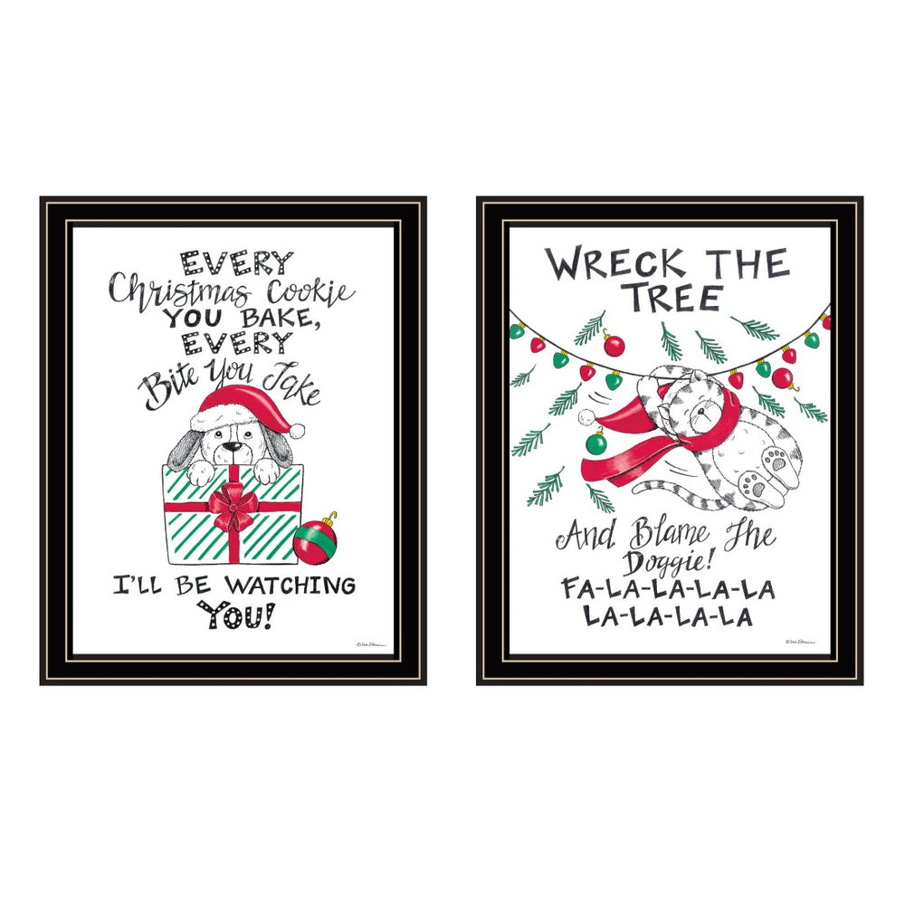 English Elm Trendy Decor 4u Holiday Pet Art Set Two Black Framed Prints for Festive Home Walls B067P255233