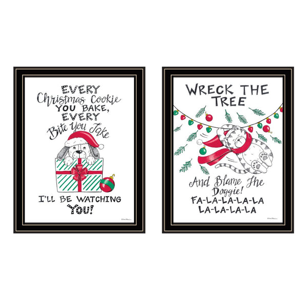 English Elm Trendy Decor 4u Holiday Pet Art Set Two Black Framed Prints for Festive Home Walls B067P255233
