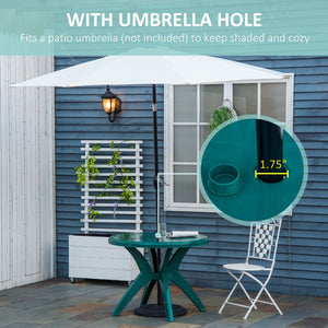 English Elm Outsunny 36.25" Round Green Bistro Table With Umbrella Hole - Ideal For Patios, Gardens & Poolside Fun! W2225P174358-GIGA