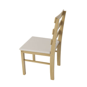 English Elm For Scandinavian Dining Chair with Upholstered Seat and Three-Slat Back — Stylish Wooden Accent, 275LB Capacity Beige W395P316336