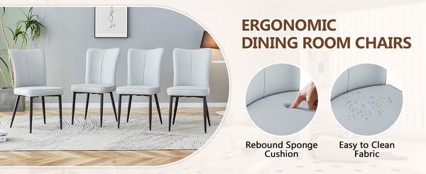 English Elm Table And Chair Set - 71" Walnut Grain Dining Table With 8 Light Gray Ergonomic Chairs For Style & Comfort W1151S04285-GIGA