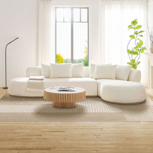 English Elm 134.63'' Modern L-Shape Sectional Sofa Couch With Right-Facing Chaise, Beige Fabric & Plush Pillows W876S00306