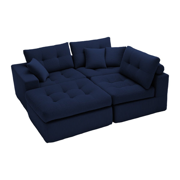 English Elm Corduroy L-shaped Sectional Sleeper Sofa No Assembly Needed for Apartments W5532S00029