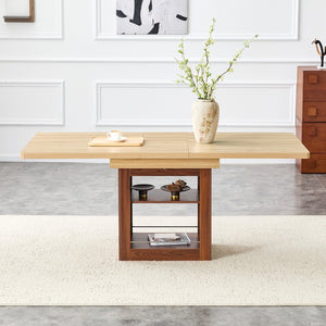 English Elm An Extendable Mdf Dining Table with Open Shelf Storage Seats up to Eight Walnut,Wood W1151S04624