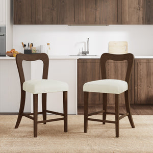English Elm Christopher Knight Home® - Counter Stool with Curved Ergonomic Back, Solid Rubberwood Frame and Plush Upholstered Seat for Comfort Beige,Walnut N771P254008T