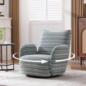 English Elm Modern Boucle 360° Swivel Leisure Chair with High‑Resilience Sponge, Supportive Curve, 550lb Capacity Mint Green W395P355484