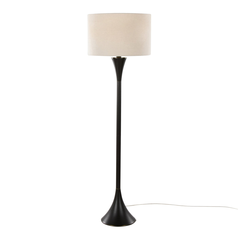 English Elm Lenuxe 65" Contemporary Metal Floor Lamp - Oil Rubbed Bronze Hourglass Body with Linen Shade, 3-Way B202P223995