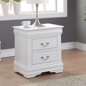 English Elm Solid Pine Nightstand with 2 Drawers and Brushed Nickel Hardware — Spacious Contemporary Storage Solution White B016P253276