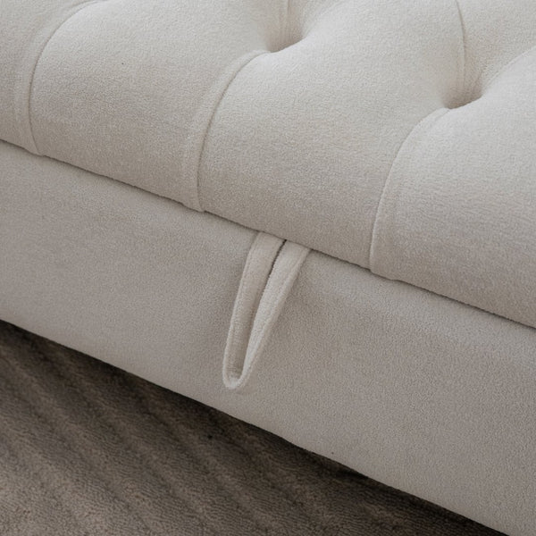 English Elm 65.75" Wide Napped Fabric Storage Bench with Rolled Arms and Walnut Rubberwood Legs W3098P397301