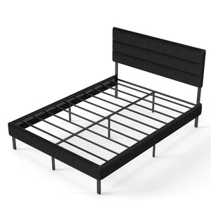 English Elm Queen Upholstered Platform Bed Fabric Headboard 14 Inch Storage No Box Spring T3963P383602