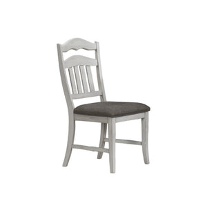 English Elm Contemporary Distressed Antique White Ladderback Dining Chairs with Padded Upholstered Seat, Set of 2 B011P251644