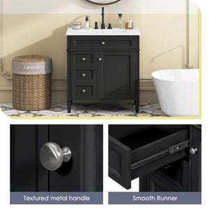 English Elm 30'' Modern Bathroom Vanity With Ceramic Sink & Soft-Close Drawers - Stylish Storage Solution! N710P206904B