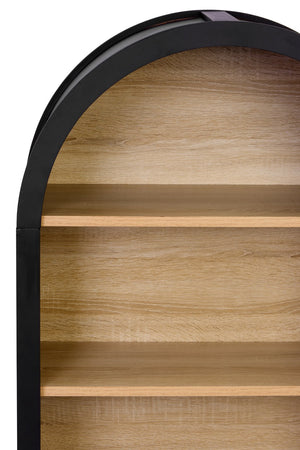 English Elm 4-Tier Arched Bookshelf Black 43" Tall MDF Vintage-Modern Display Shelf with Anti-Tip Safety Kit W3123P333683