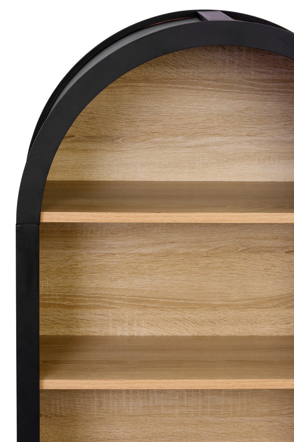 English Elm 4-Tier Arched Bookshelf Black 43" Tall MDF Vintage-Modern Display Shelf with Anti-Tip Safety Kit W3123P333683