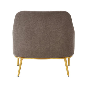 English Elm Modern Chenille Armchair with Curved Back Gold Legs Plush Accent Seat for Any Room Brown N763P360684D