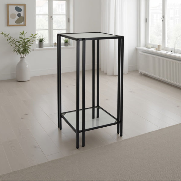 English Elm Buckley Black Metal Plant Stand with Mirrored Shelves for Glam Living Room Decor B056P416942