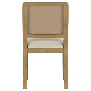 English Elm Benson Sand Wash Cane Dining Side Chairs Set of 2 — Handwoven Cane Backs, Beige Linen Seats, Cream Finish B062P374114