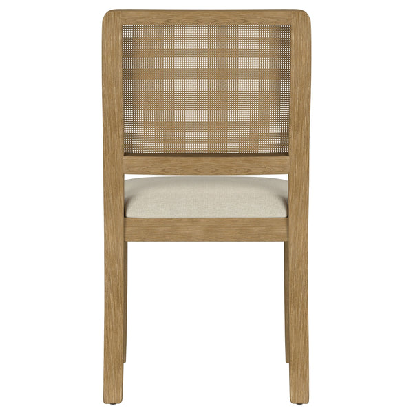 English Elm Benson Sand Wash Cane Dining Side Chairs Set of 2 — Handwoven Cane Backs, Beige Linen Seats, Cream Finish B062P374114