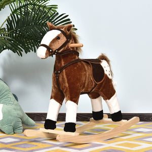 English Elm Qaba Plush Rocking Pony for Toddlers with Sound Effects and Padded Saddle Playroom Fun W2225P217966