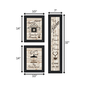 English Elm "the the Kitchen Collection Triptych Wood Framed Wall Art Set for Modern Dining Spaces B06787041