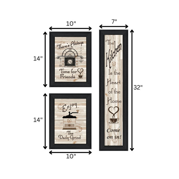 English Elm "the the Kitchen Collection Triptych Wood Framed Wall Art Set for Modern Dining Spaces B06787041