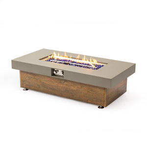 English Elm 48_inch Iron Fire Pit Table with Wood Grain Gray - Modern Outdoor Propane Table, Stainless Burner, Seats 5-6 W3131P277179