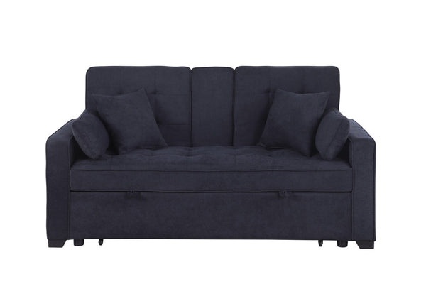 English Elm Corrado Woven Fabric Sleeper Loveseat with Console Cup Holders and Charging Ports Dark Gray B2749S00241