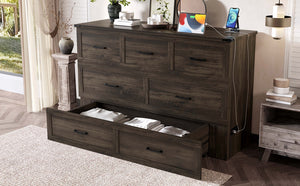 English Elm Murphy Full-Size Cabinet Bed with Built-In Charging Station, Storage Drawer & 700lb Capacity Comfort Gray 57.25 L x 27 W x 6 H N733S293997G