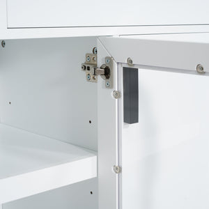 English Elm Christopher Knight Home® - Modern White 67" TV Console with Walnut Top, 4 Doors, 3 Drawers & Adjustable Shelves Storageelligent N779P296233W