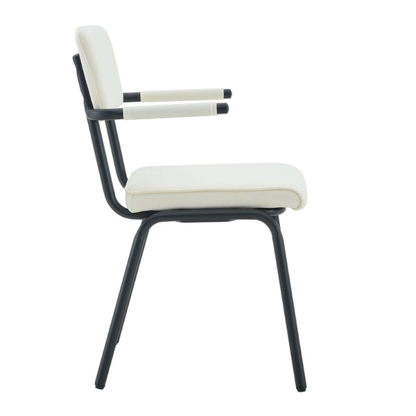 English Elm Dining Chairs Set of 2 Velvet Upholstered with Hangable Arms and Metal Legs W3493P449276
