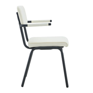 English Elm Dining Chairs Set of 2 Velvet Upholstered with Hangable Arms and Metal Legs W3493P449270