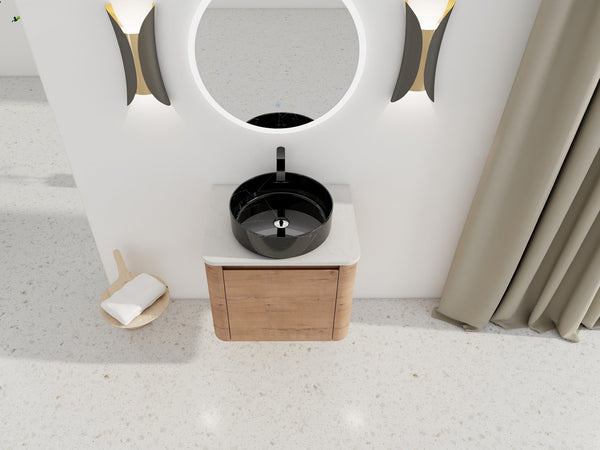 English Elm 24'' Wall-Mounted Bathroom Vanity With Ceramic Sink, Soft-Close Door & Space-Saving Design For Style W999S00396